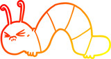 warm gradient line drawing cartoon angry caterpillar
