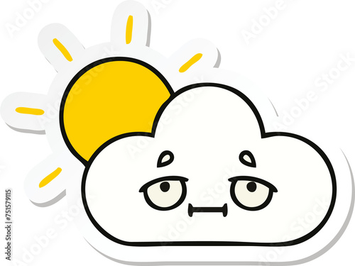 sticker of a cute cartoon sunshine and cloud