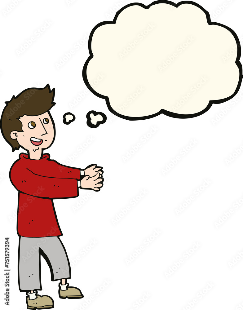 cartoon happy man with thought bubble cartoon happy man with thought bubble