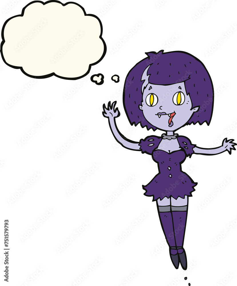 cartoon happy vampire girl with thought bubble cartoon happy vampire girl with thought bubble
