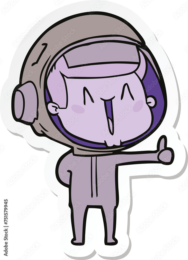 sticker of a happy cartoon astronaut