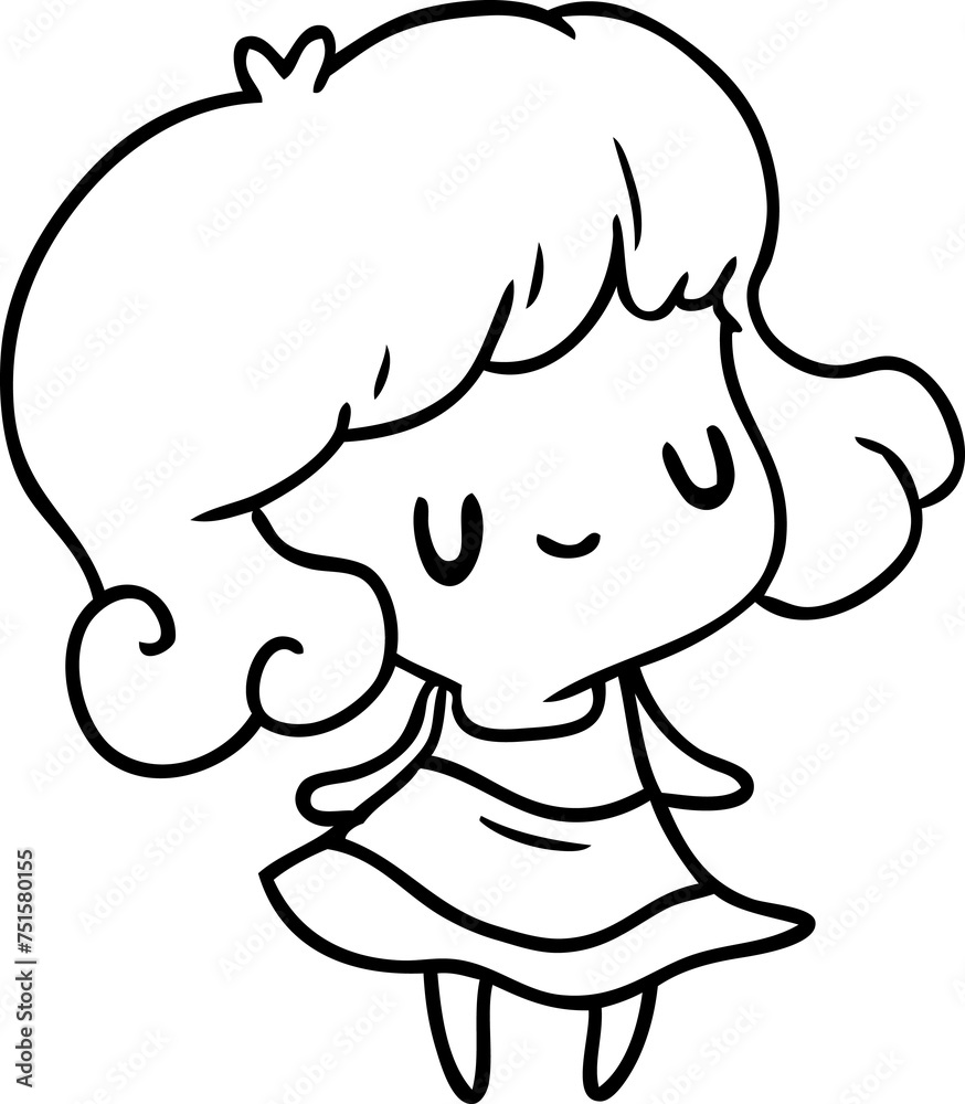 line drawing kawaii of cute girl line drawing kawaii of cute girl