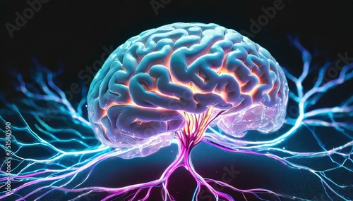 Mózg, system nerwowy wykazujący aktywność elektryczna, komunikujące się ze sobą neurony. Praca mózgu