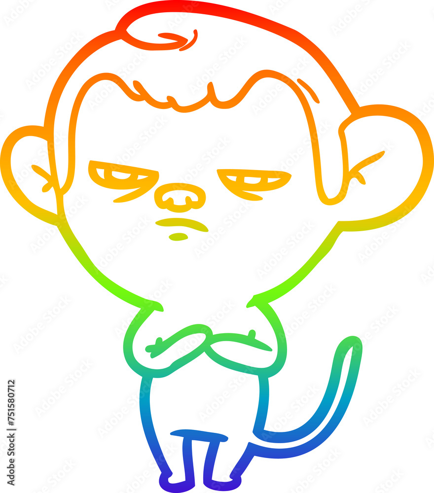rainbow gradient line drawing cartoon monkey rainbow gradient line drawing cartoon monkey
