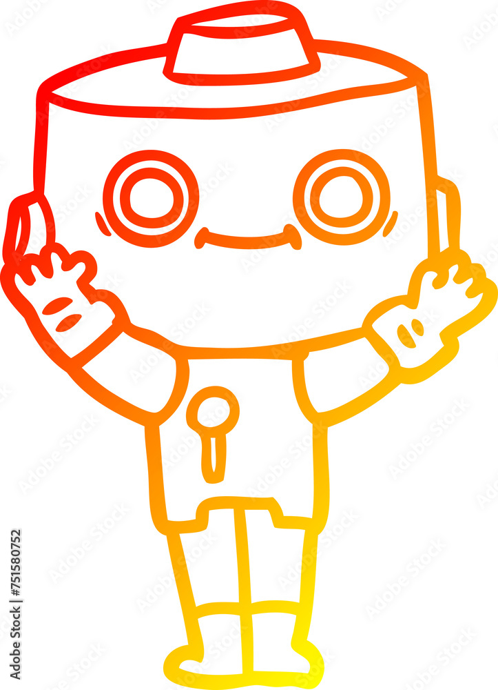 warm gradient line drawing cartoon robot warm gradient line drawing cartoon robot
