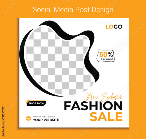 Fashion sale social media post template and trendy gradient colors, poster, flyer, brochure in vector EPS 10.