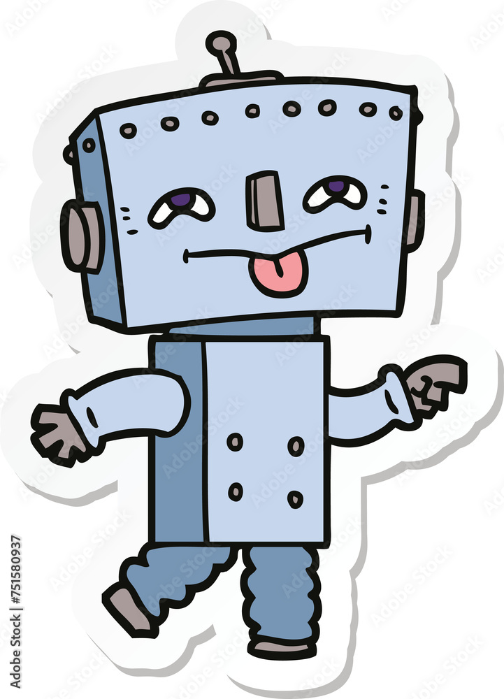 sticker of a cartoon robot sticker of a cartoon robot