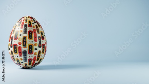 3D minimalist Easter egg design featuring a retro wave pattern  blending modern aesthetics with classic holiday charm.