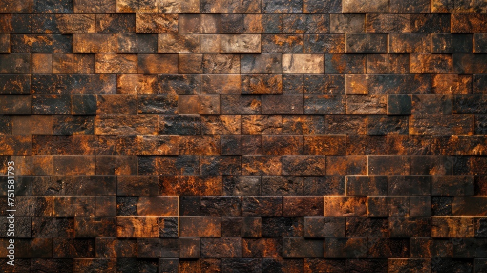 Beautiful abstract brown brick wall background With space for text - obrazy, fototapety, plakaty 