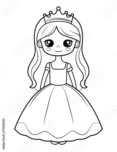 Princess with Crown Coloring Page