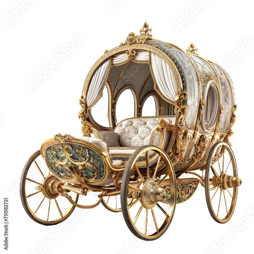 Royal Carriage, transparent background, isolated image, generative AI