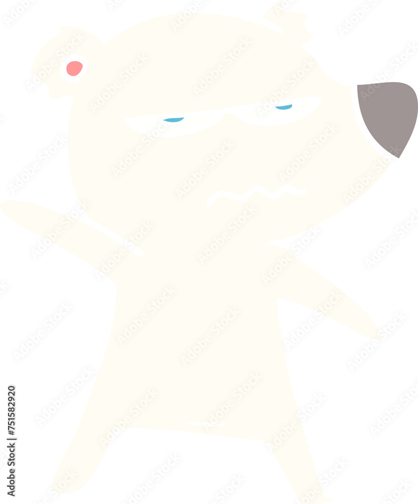 angry bear polar flat color style cartoon pointing angry bear polar flat color style cartoon pointing