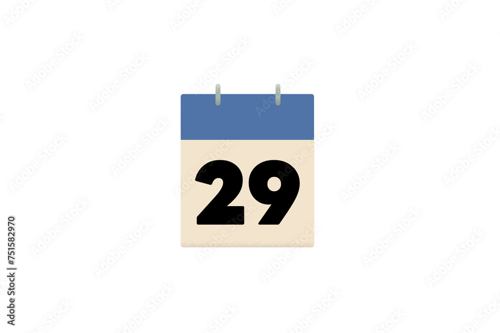 29 day twenty-nine, twenty-ninth, blue calendar, days of the month sheets of paper 29 day twenty-nine, twenty-ninth, blue calendar, days of the month sheets of paper