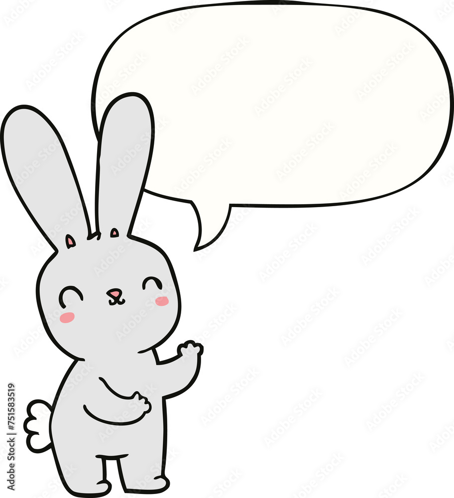 cute cartoon rabbit and speech bubble cute cartoon rabbit and speech bubble