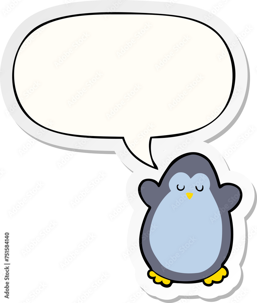cartoon penguin and speech bubble sticker cartoon penguin and speech bubble sticker