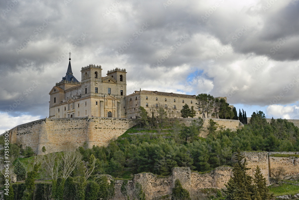 beautiful view of the ucles monastery with cloudy sky