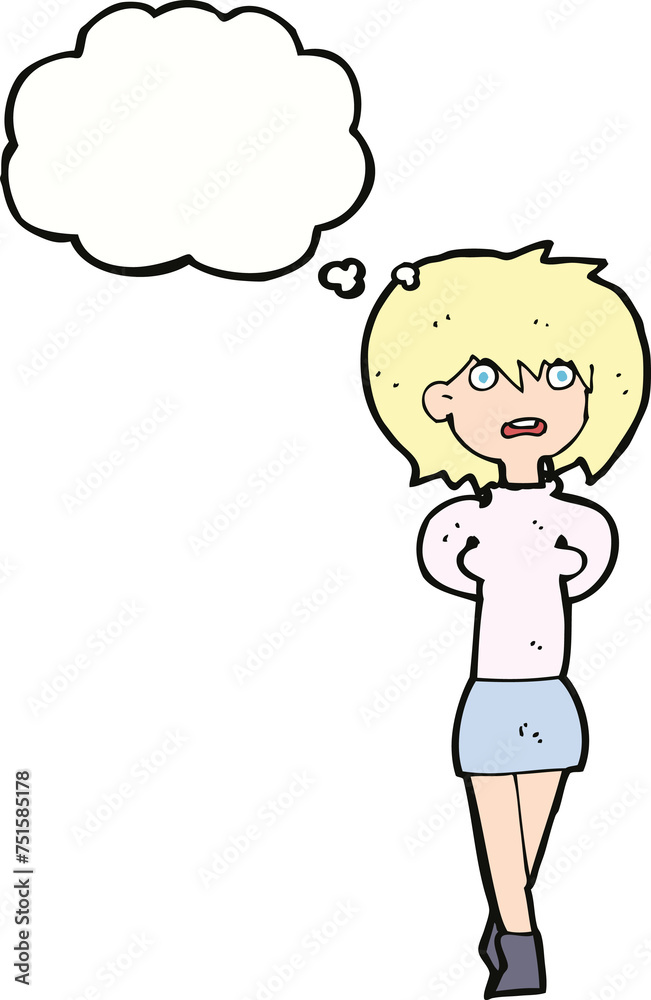 cartoon shocked woman with thought bubble cartoon shocked woman with thought bubble