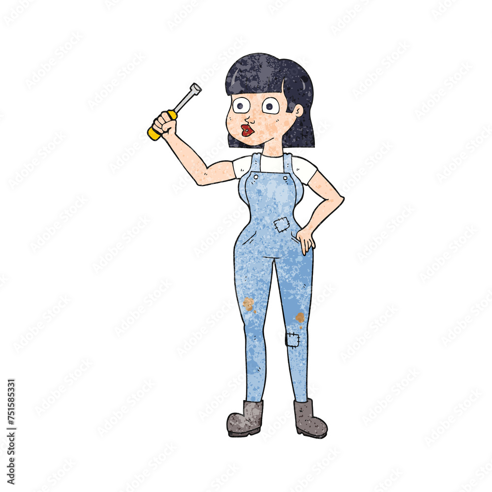 textured cartoon female mechanic textured cartoon female mechanic