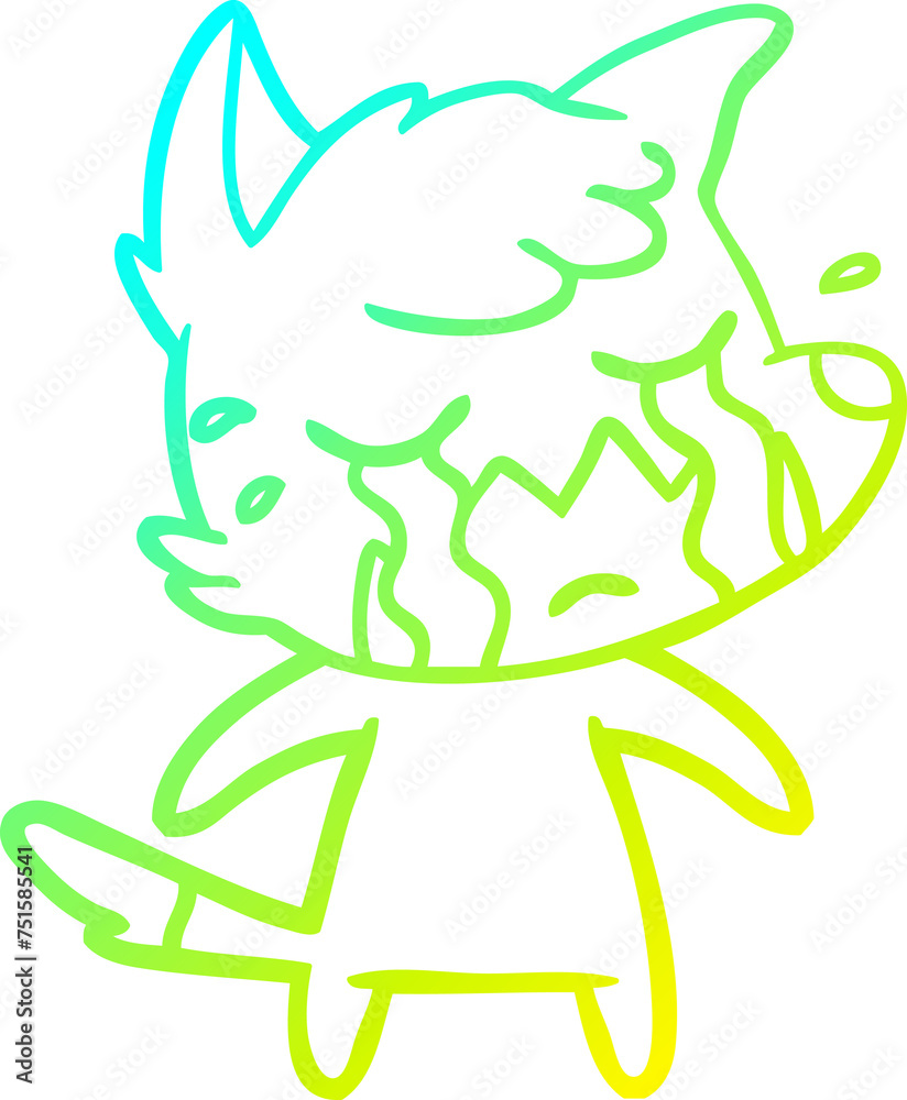 cold gradient line drawing crying fox cartoon cold gradient line drawing crying fox cartoon