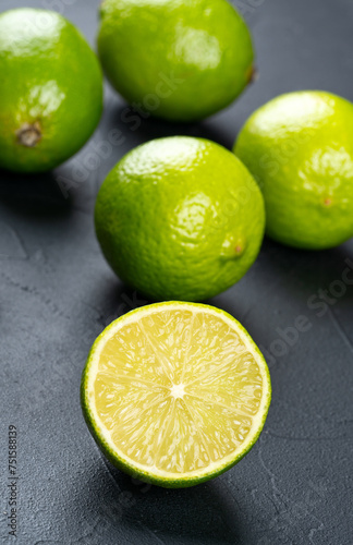 Fresh fruit lime on dark background