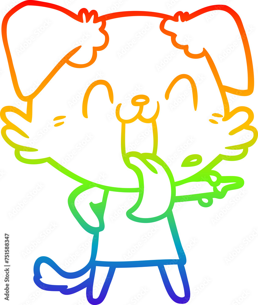 rainbow gradient line drawing cartoon panting dog in dress rainbow gradient line drawing cartoon panting dog in dress