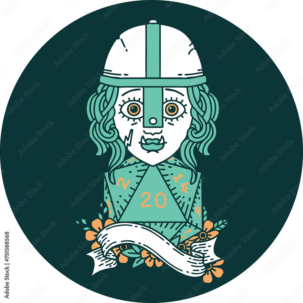 half orc fighter with natural 20 dice roll icon half orc fighter with natural 20 dice roll icon