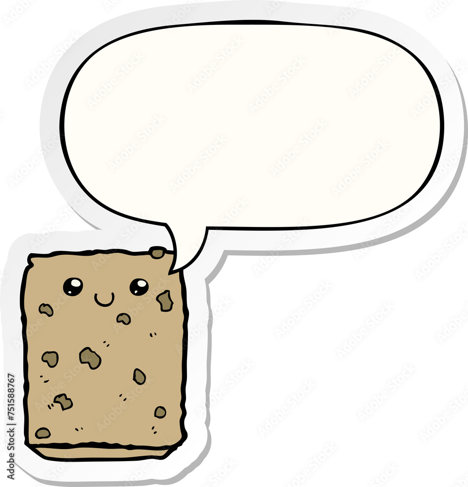 cartoon biscuit and speech bubble sticker cartoon biscuit and speech bubble sticker
