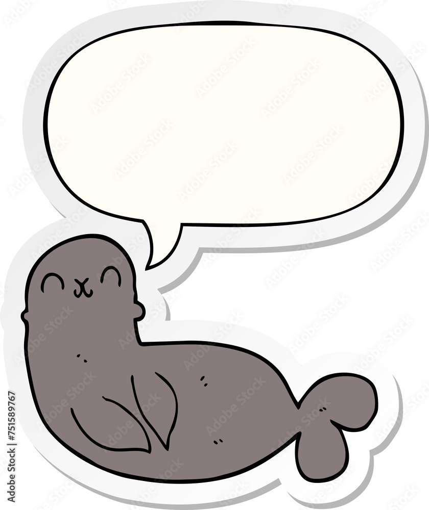 cartoon seal and speech bubble sticker cartoon seal and speech bubble sticker