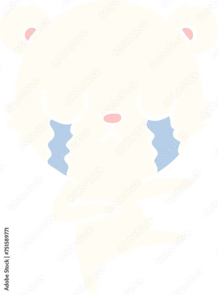 crying polar bear flat color style cartoon crying polar bear flat color style cartoon