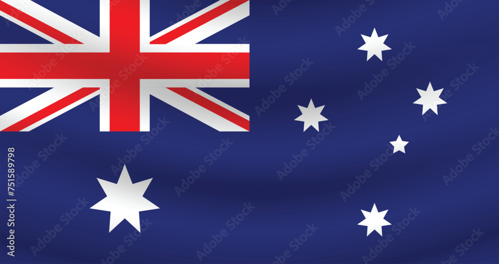 Fototapeta premium Flat Illustration of the Australia flag. Australia national flag design. Australia wave flag. 