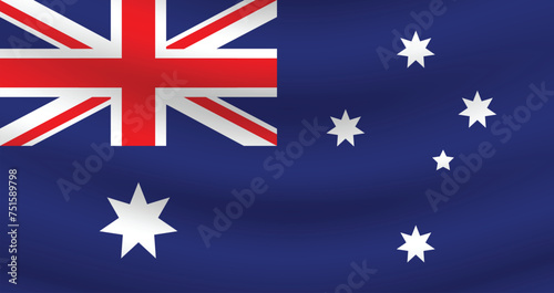 Flat Illustration of the Australia flag. Australia national flag design. Australia wave flag. 