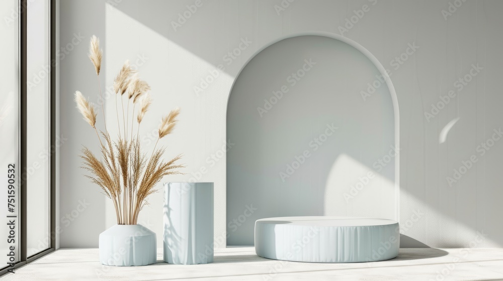 Fototapeta premium blue geometric podium