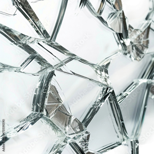 Shattered mirror, transparent background, isolated image, generative AI