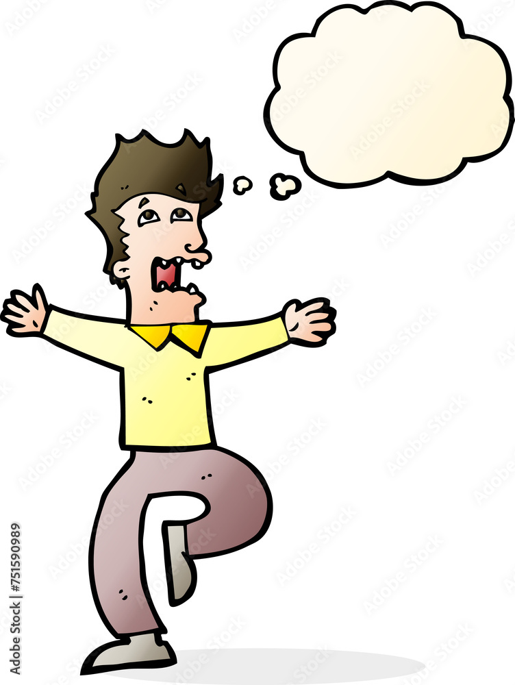 cartoon terrified man with thought bubble cartoon terrified man with thought bubble