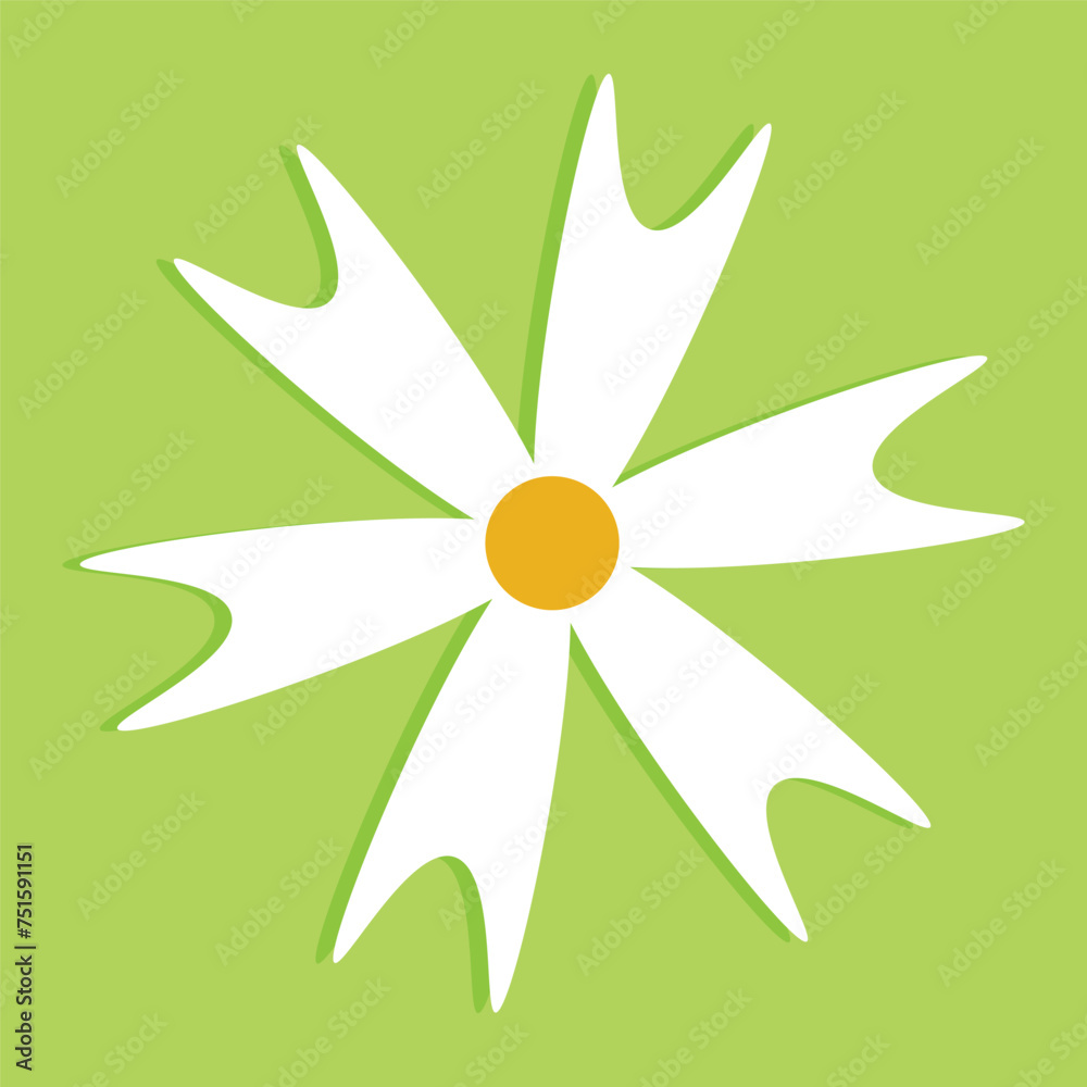 Set of daisy flowers icons isolated on green background vector illustration. Set of daisy flowers icons isolated on green background vector illustration.