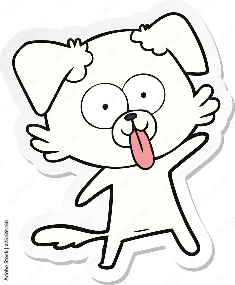 sticker of a cartoon dog with tongue sticking out