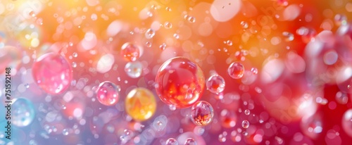 Abstract background of floating colorful bubbles with a dreamy bokeh effect, conveying a sense of playfulness and fantasy.