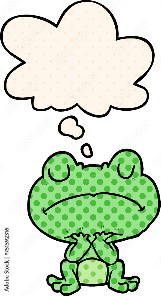 cartoon frog and thought bubble in comic book style cartoon frog and thought bubble in comic book style
