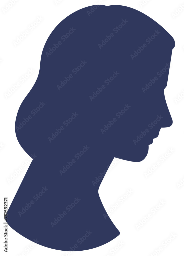 Woman's head in profile on a white background. Avatar. Female portrait. Vector Flat Illustration