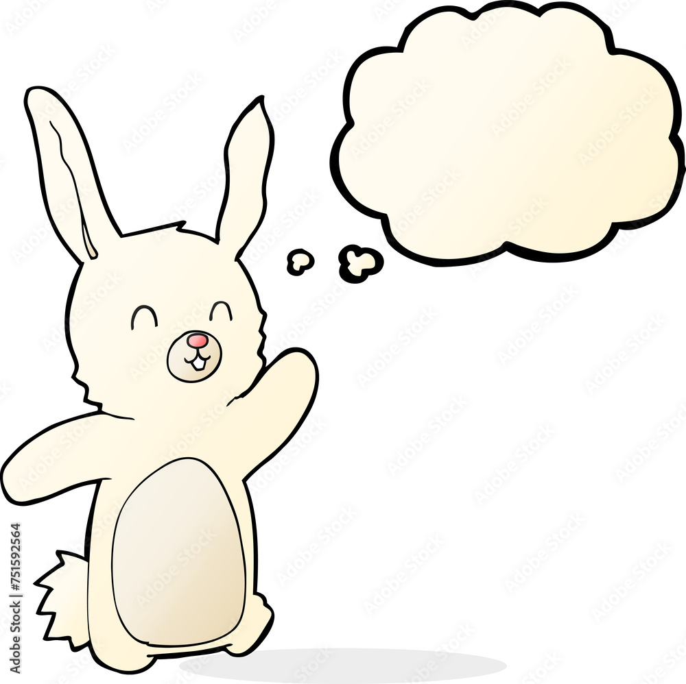 Fototapeta premium cartoon happy rabbit with thought bubble