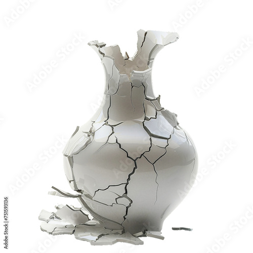 Smashed vase, transparent background, isolated image, generative AI