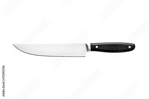 Kitchen knife stainless steel with black handle isolated on transparent background