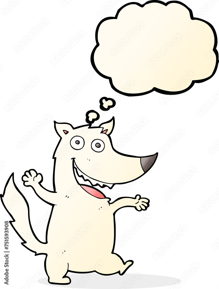cartoon happy wolf with thought bubble cartoon happy wolf with thought bubble