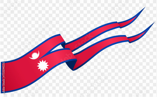 Nepal flag wave isolated on png or transparent background. vector illustration.