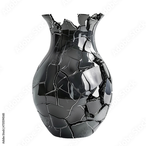 Smashed vase, transparent background, isolated image, generative AI