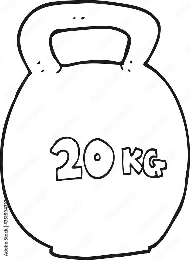 black and white cartoon 20kg kettle bell black and white cartoon 20kg kettle bell