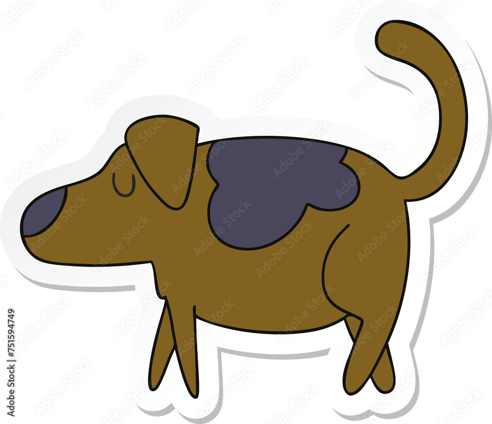 Fototapeta premium sticker of a quirky hand drawn cartoon dog