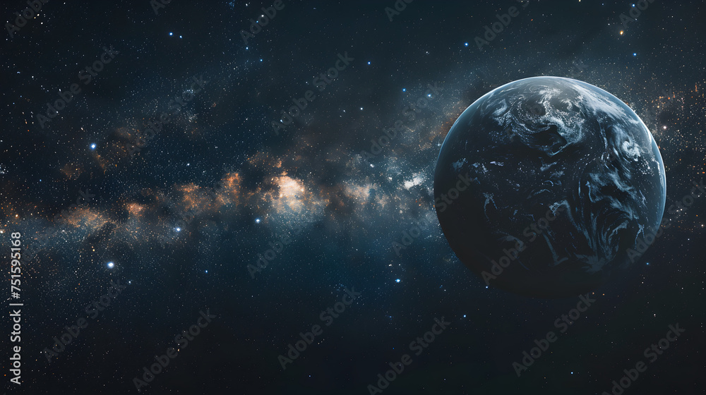 planet earth amidst the stars in the galaxy