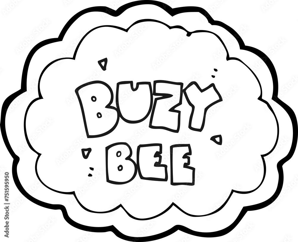 black and white cartoon buzy bee text symbol black and white cartoon buzy bee text symbol