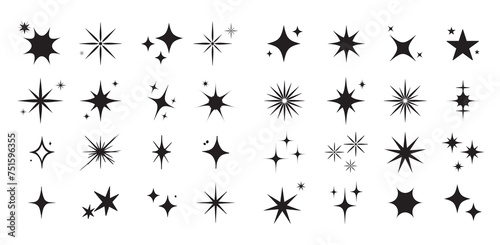 Sparkle star icons. Shine icons. Different black sparkles icons. Collection of star sparkles symbol. Stars sparkles. vector.